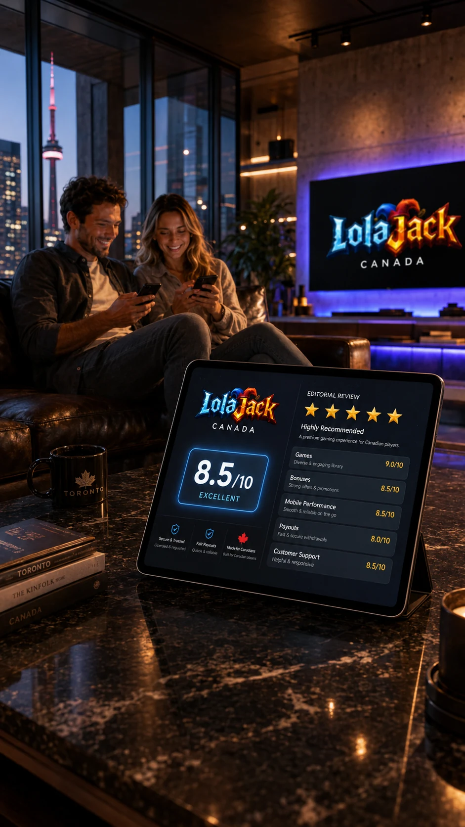 LolaJack Casino review scorecard and rating for Canadian players