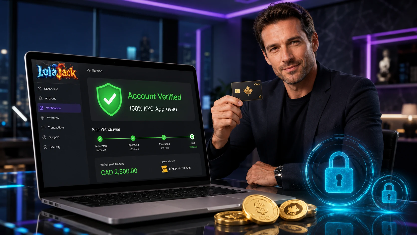 LolaJack Casino security, licensing, SSL encryption and player protection tools