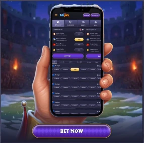 LolaJack mobile sports betting app with live odds slip and Bet Now CTA